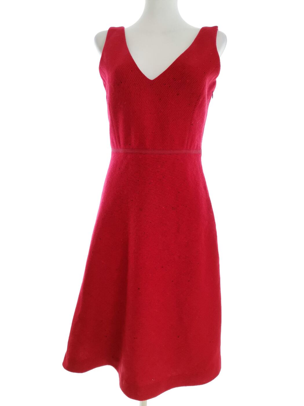 Jackpot Rozmiar 1 (36) Kolor Czerwony W serek Suknia Balowa Sukienka Wieczorowa Bezrękawnik Midi Materiał Wełna