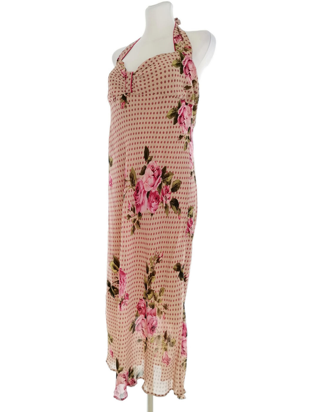 awear Rozmiar 16 (44) Kolor Beżowy Grochy Halter Sukienka Maxi Bezrękawnik Długa Materiał Wiskoza 100% awear Rozmiar 16 (44) Kolor Beżowy Grochy Halter Sukienka Maxi Bezrękawnik Długa Materiał Wiskoza 100%