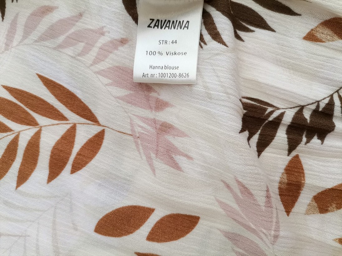 Zavanna Rozmiar 44 Kolor Beżowy Roślinny Liście Okrągły dekolt Tunika Bluzka Krótki rękaw Materiał Wiskoza 100% Zavanna Rozmiar 44 Kolor Beżowy Roślinny Liście Okrągły dekolt Tunika Bluzka Krótki rękaw Materiał Wiskoza 100%