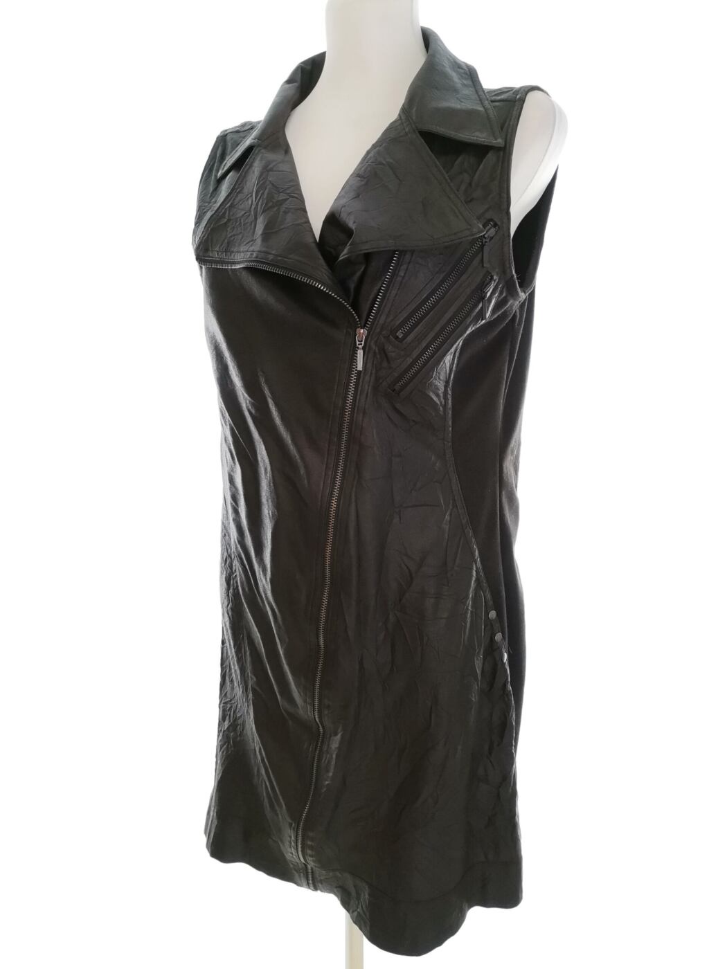 Wearhouse Rozmiar M Kolor Czarny Kołnierz Sukienka Marynarka Bezrękawnik Do Kolan Wearhouse Rozmiar M Kolor Czarny Kołnierz Sukienka Marynarka Bezrękawnik Do Kolan