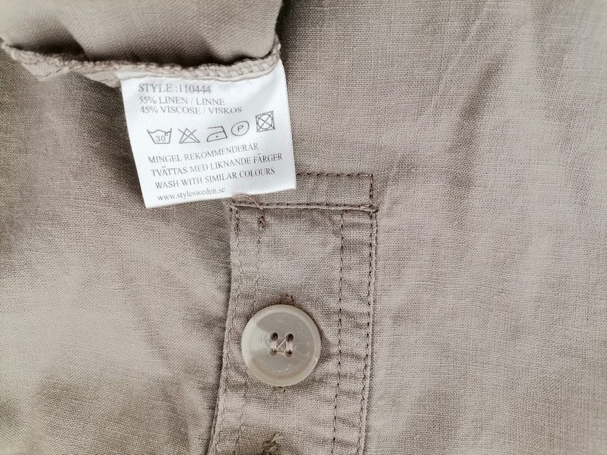 Mingel Rozmiar XL Kolor Szary Okrągły dekolt Sukienka Prostokątna Krótki rękaw Midi Materiał Len Mingel Rozmiar XL Kolor Szary Okrągły dekolt Sukienka Prostokątna Krótki rękaw Midi Materiał Len