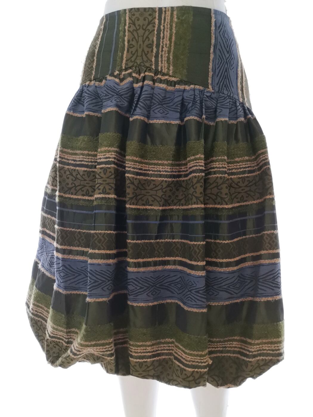 Vintage Kolor Zielony Pasy A-Line Spódnica Midi