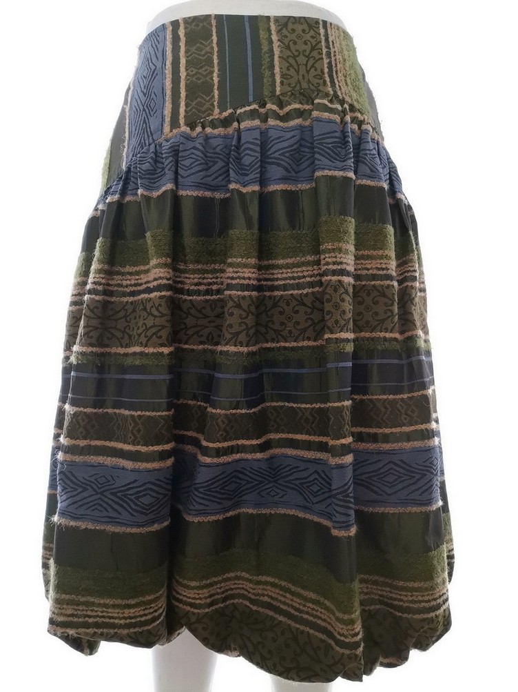 Vintage Kolor Zielony Pasy A-Line Spódnica Midi