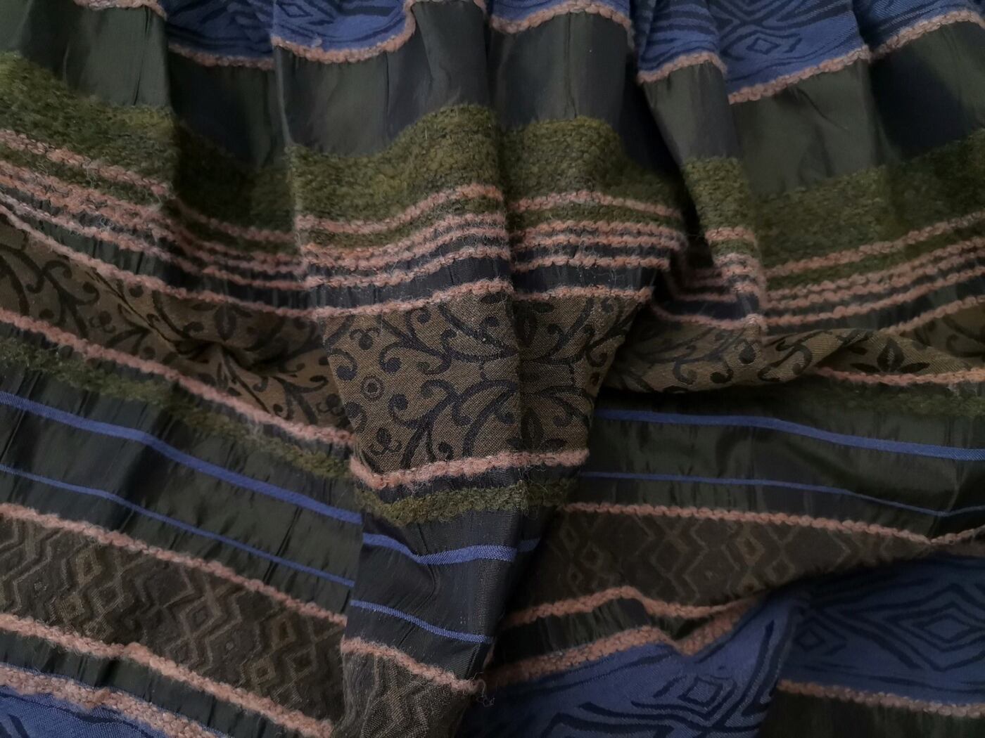 Vintage Kolor Zielony Pasy A-Line Spódnica Midi