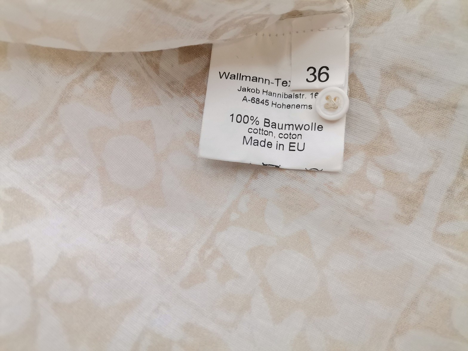 Wallmann Rozmiar 36 Kolor Beżowy Geometryczny Kołnierz Koszula Zapinana Bluzka Długi rękaw Materiał Bawełna 100%