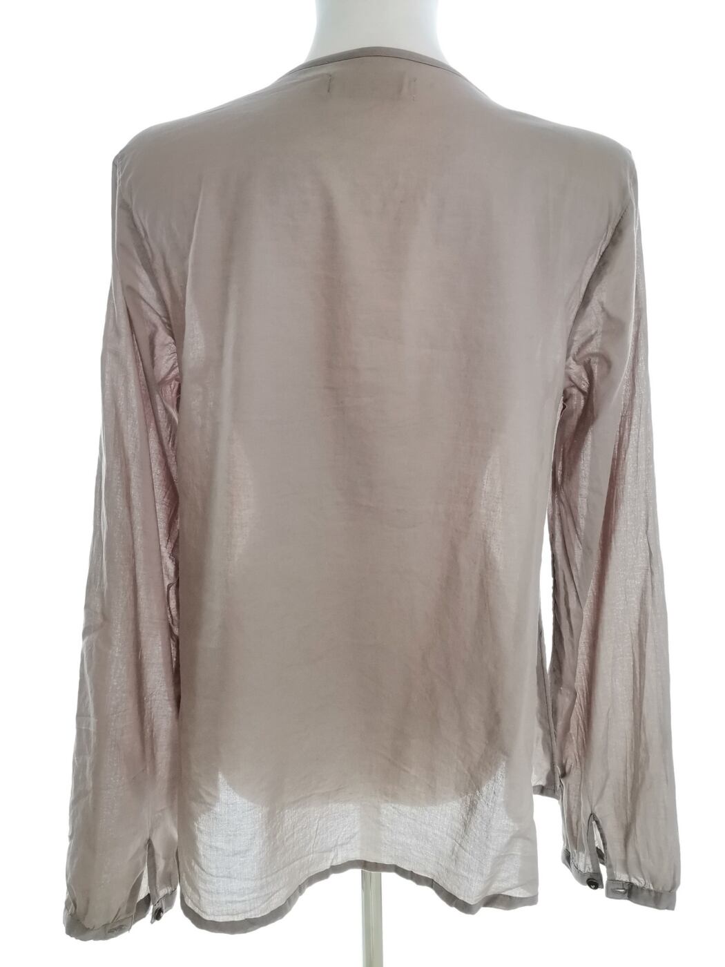 Vintage 157 Rozmiar M Kolor Szary Okrągły dekolt Bluzka Popover Guziki Długi rękaw Materiał Bawełna 100%