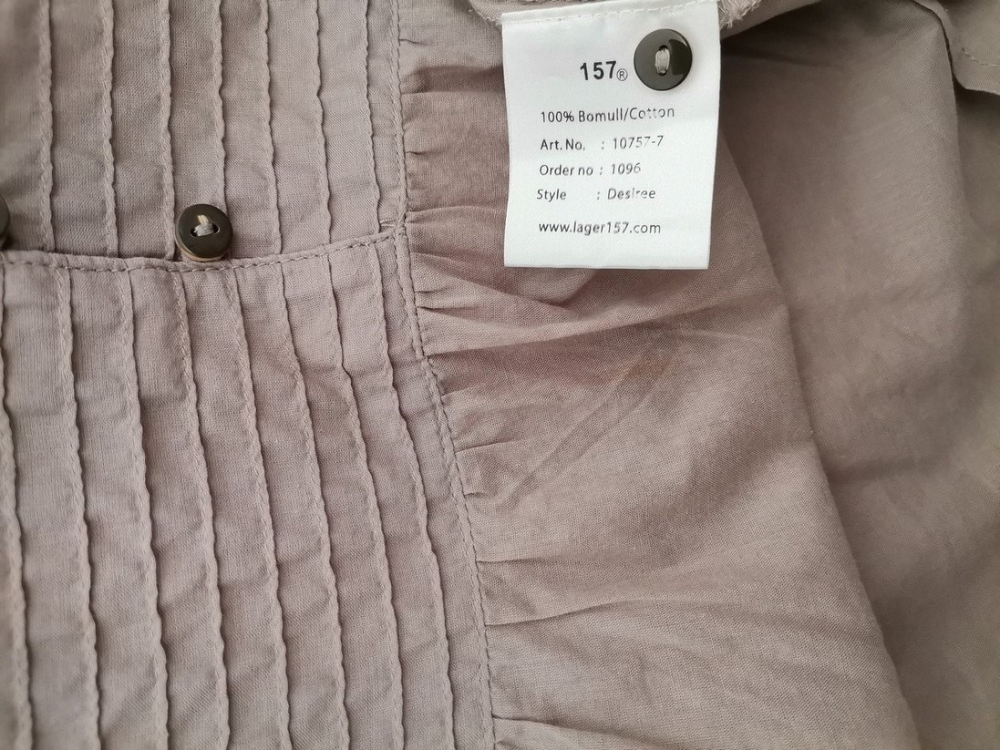 Vintage 157 Rozmiar M Kolor Szary Okrągły dekolt Bluzka Popover Guziki Długi rękaw Materiał Bawełna 100%