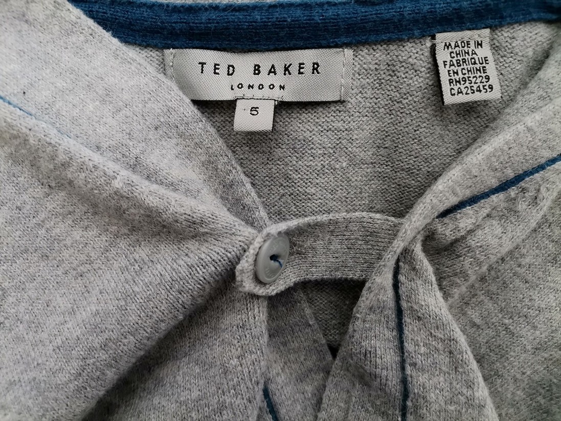 IMG_20220304_143220.jpg Ted Baker Rozmiar 5 (XXL) Kolor Szary Męski Sweter Rozpinany Długi rękaw Materiał Bawełna