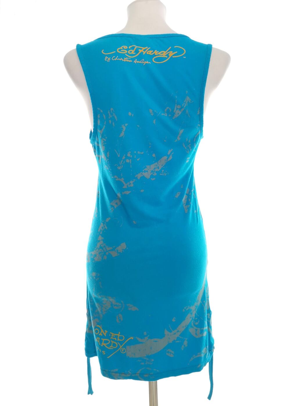 Ed hardy Rozmiar XXL (38/40) Kolor Niebieski Okrągły dekolt Sukienka Prostokątna Bezrękawnik Do Kolan Materiał Bawełna 100% Ed hardy Rozmiar XXL (38/40) Kolor Niebieski Okrągły dekolt Sukienka Prostokątna Bezrękawnik Do Kolan Materiał Bawełna 100%