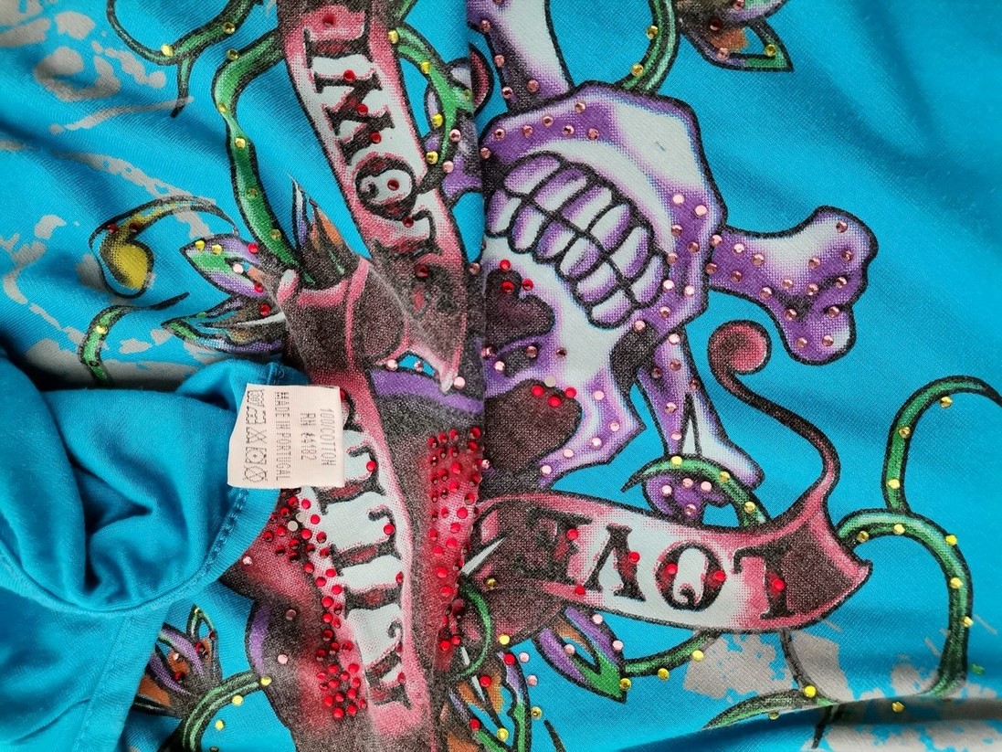 Ed hardy Rozmiar XXL (38/40) Kolor Niebieski Okrągły dekolt Sukienka Prostokątna Bezrękawnik Do Kolan Materiał Bawełna 100% Ed hardy Rozmiar XXL (38/40) Kolor Niebieski Okrągły dekolt Sukienka Prostokątna Bezrękawnik Do Kolan Materiał Bawełna 100%