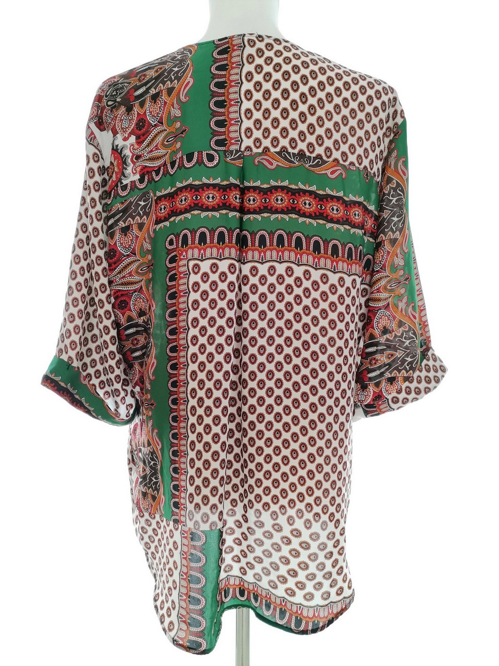 River island Rozmiar 18 (44) Kolor Brązowy Paisley W serek Bluzka Rękaw 3/4