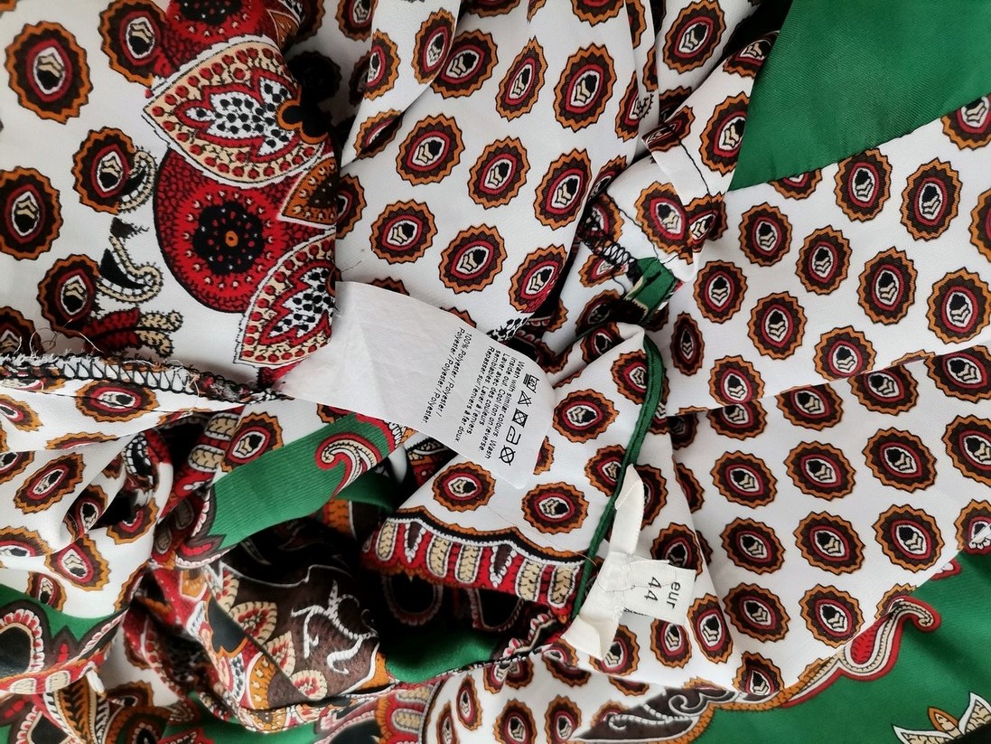 River island Rozmiar 18 (44) Kolor Brązowy Paisley W serek Bluzka Rękaw 3/4