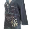 Signature Rozmiar L Kolor Granatowy Split Crew Neck Bluzka Popover Guziki Rękaw 3/4 Materiał Bawełna 100%