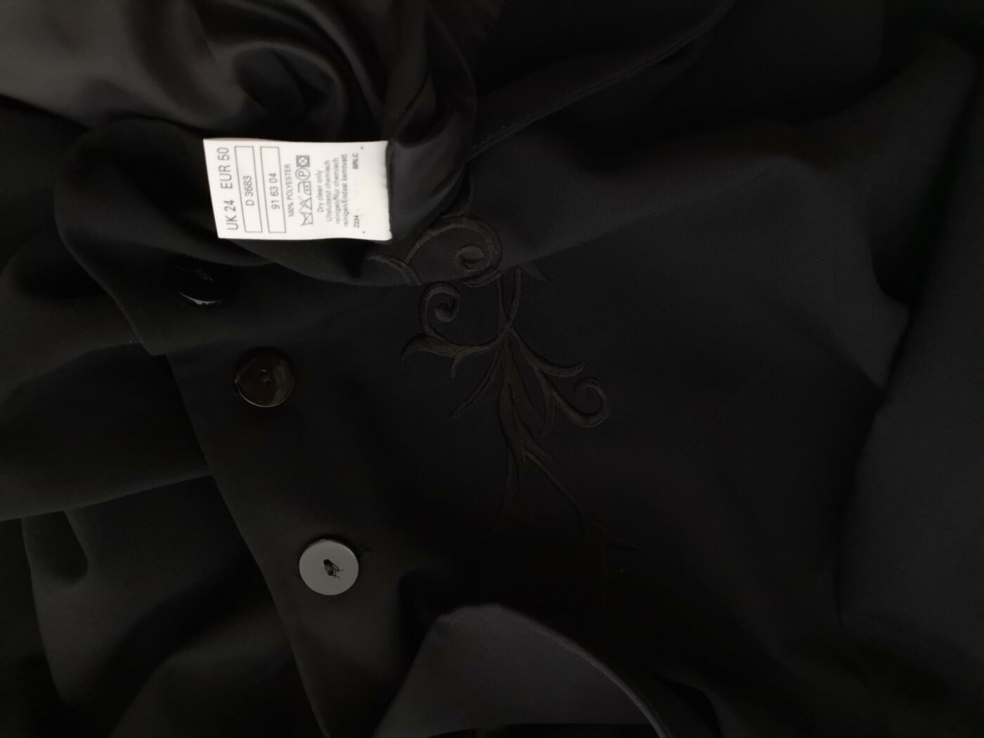 Fashion Extra Rozmiar 24 (50) Kolor Czarny Płaszcz Długi rękaw