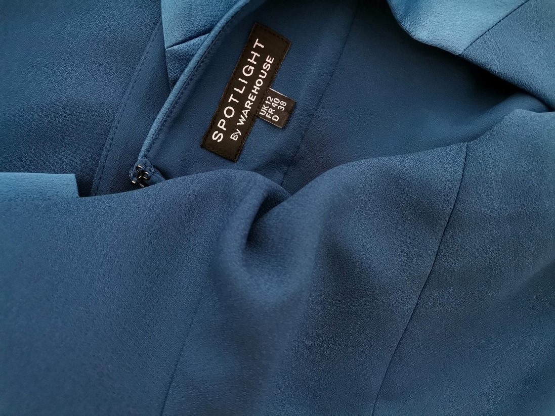 Sportlight by Warehouse Rozmiar 12 (38) Kolor Niebieski W serek Sukienka Prostokątna Bezrękawnik Midi