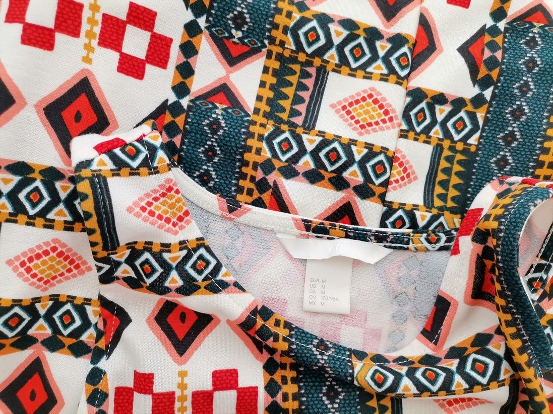 H&m Rozmiar M Kolor Kolorowa Okrągły dekolt Sukienka A-Line Bezrękawnik Do Kolan H&m Rozmiar M Kolor Kolorowa Okrągły dekolt Sukienka A-Line Bezrękawnik Do Kolan
