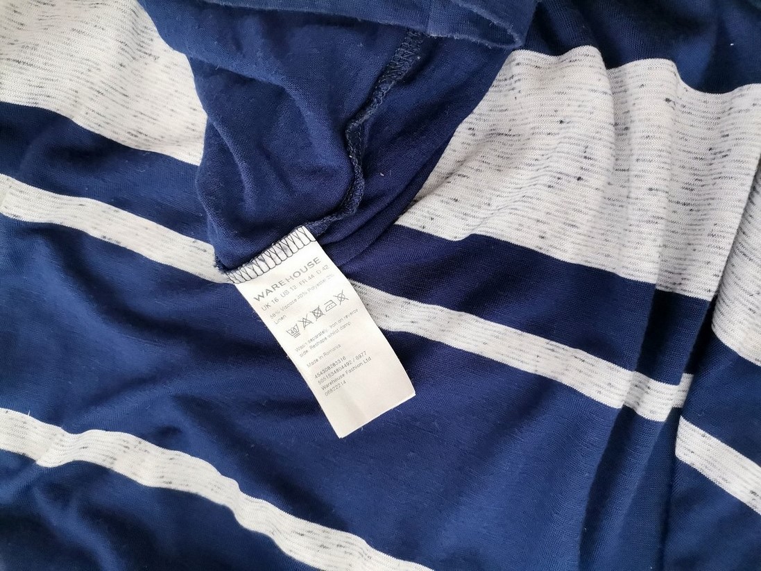 Warehouse Rozmiar 42 Kolor Niebieski Pasy Okrągły dekolt Sukienka Maxi Bezrękawnik Długa Materiał Wiskoza Warehouse Rozmiar 42 Kolor Niebieski Pasy Okrągły dekolt Sukienka Maxi Bezrękawnik Długa Materiał Wiskoza