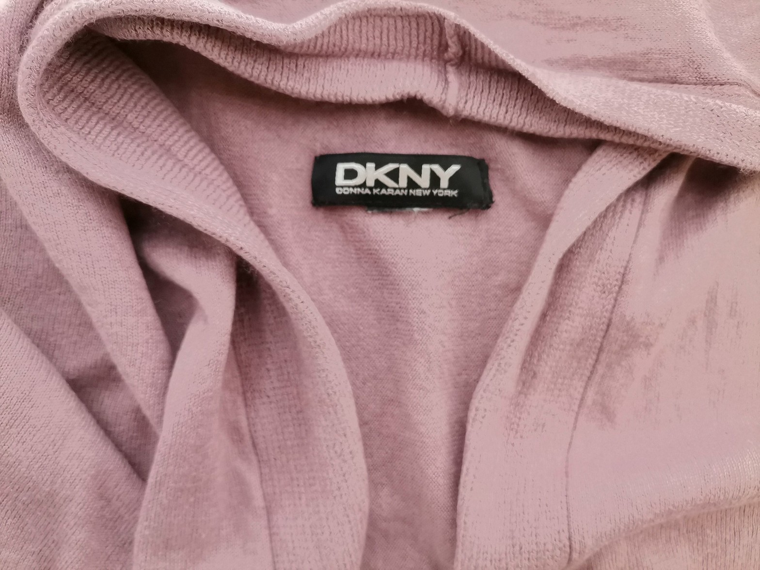IMG_20220317_111321.jpg Dkny Rozmiar 42/44 Kolor Fioletowy W serek Długi Otwarty Kardigan Długi rękaw Cienka dzianina