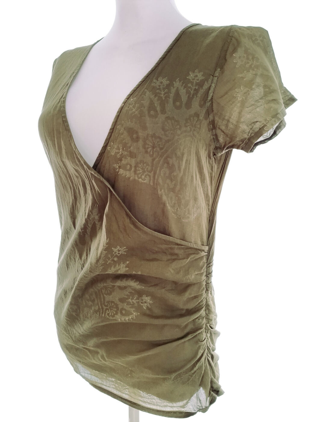 IMG_20220317_132426.jpg Hunkydory Rozmiar M Kolor Khaki W serek Bluzka Kopertowa Krótki rękaw Materiał Bawełna 100%