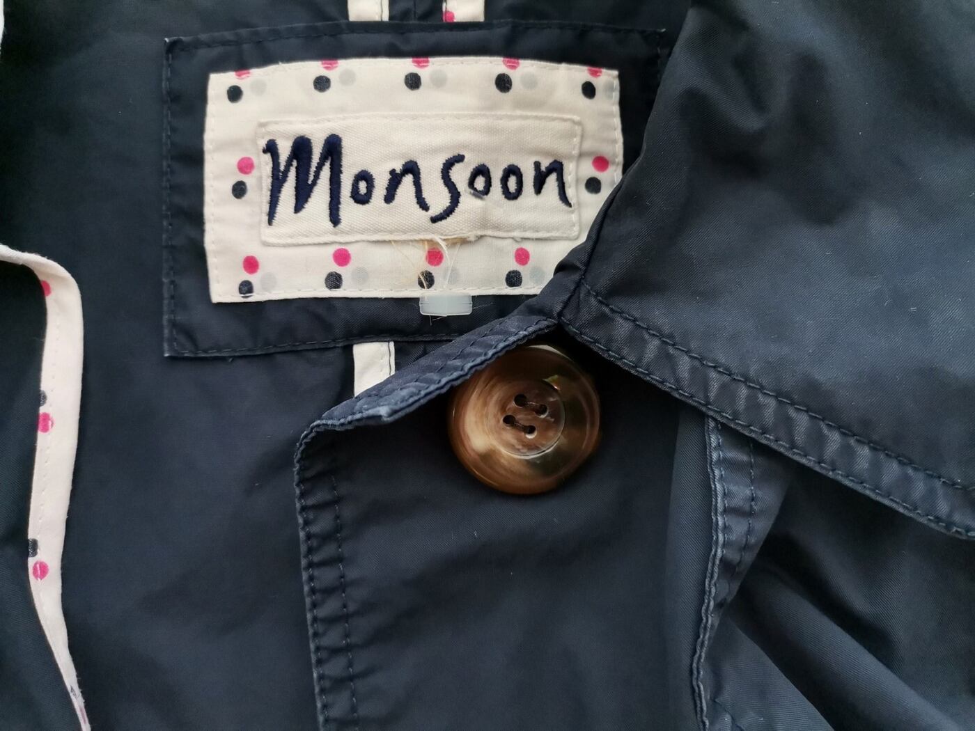 Monsoon Rozmiar 46/48 Kolor Granatowy Płaszcz Długi rękaw Materiał Bawełna 100%