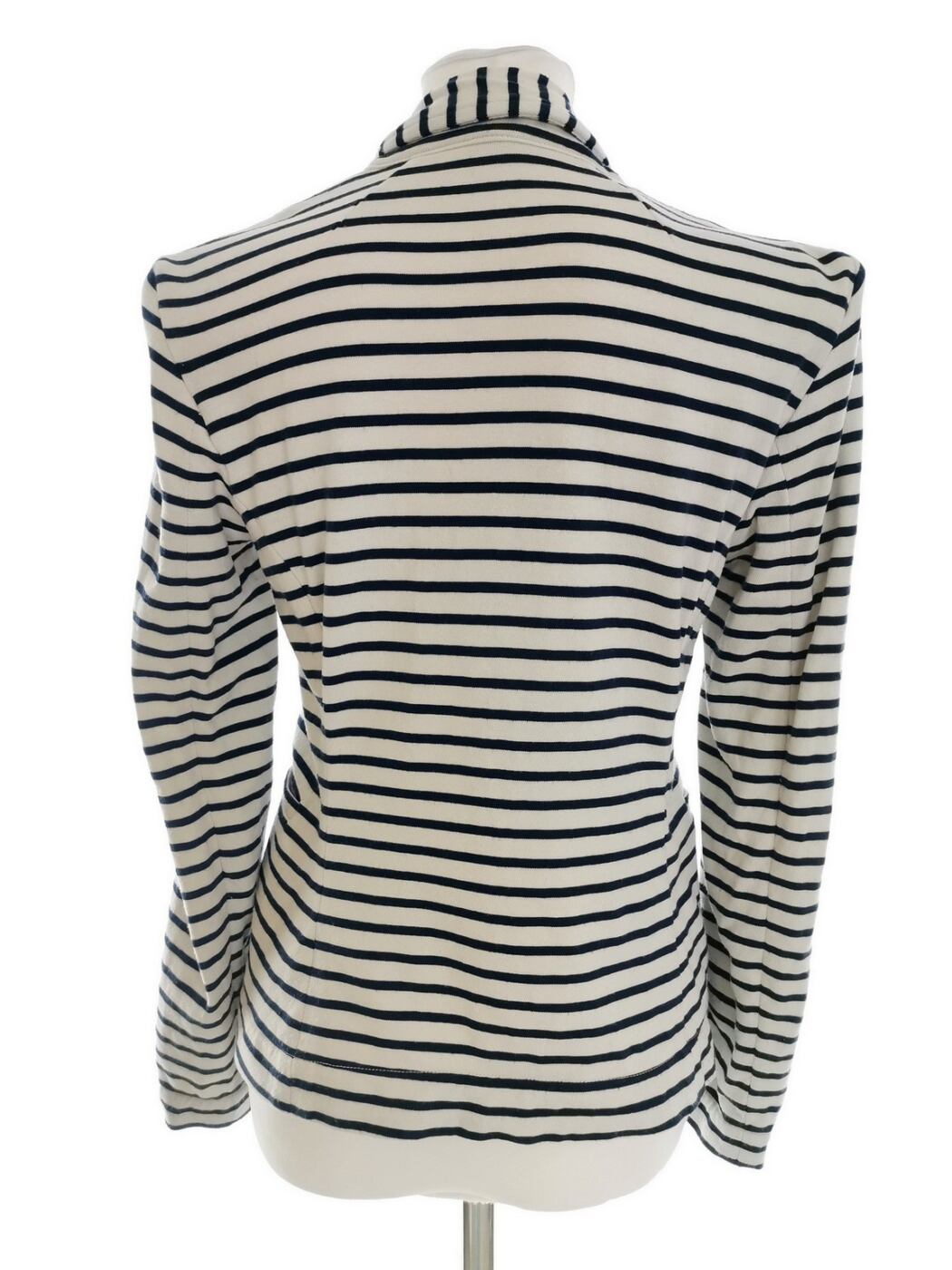 IMG_20220322_133945.jpg J.Crew Rozmiar XS Kolor Biały Pasy Kołnierz Żakiet z zapięciem Długi rękaw Materiał Bawełna 100%