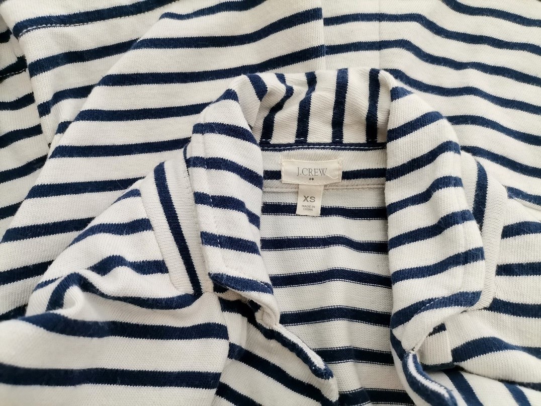 IMG_20220322_134009.jpg J.Crew Rozmiar XS Kolor Biały Pasy Kołnierz Żakiet z zapięciem Długi rękaw Materiał Bawełna 100%