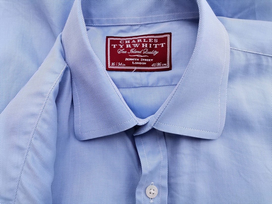 Charles Tyrwhitt Rozmiar 16 (41) Kolor Niebieski Kołnierz Męska Koszula Elegancka Długi rękaw Materiał Bawełna 100%
