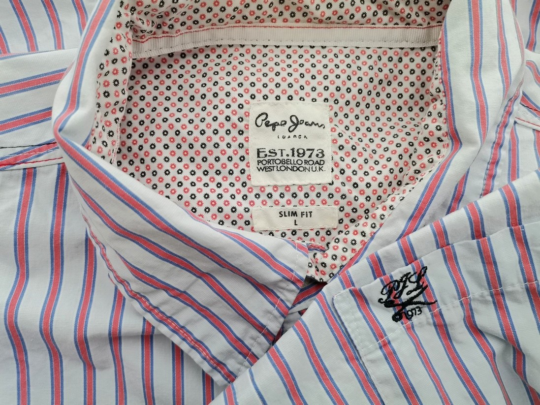 IMG_20220323_103021.jpg Pepe jeans Rozmiar L Kolor Niebieski Pasy Kołnierz Męska Koszula Casual Długi rękaw Materiał Bawełna 100%
