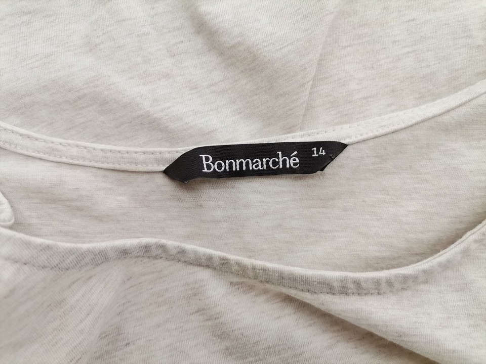 BONMARCHE Rozmiar 14 (42) Kolor Szary Okrągły dekolt Bluzka Rękaw 3/4