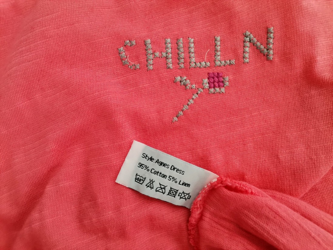 CHILLNORWAY Rozmiar M Kolor Różowy W serek Sukienka Koszulowa Długi rękaw Midi Materiał Bawełna CHILLNORWAY Rozmiar M Kolor Różowy W serek Sukienka Koszulowa Długi rękaw Midi Materiał Bawełna