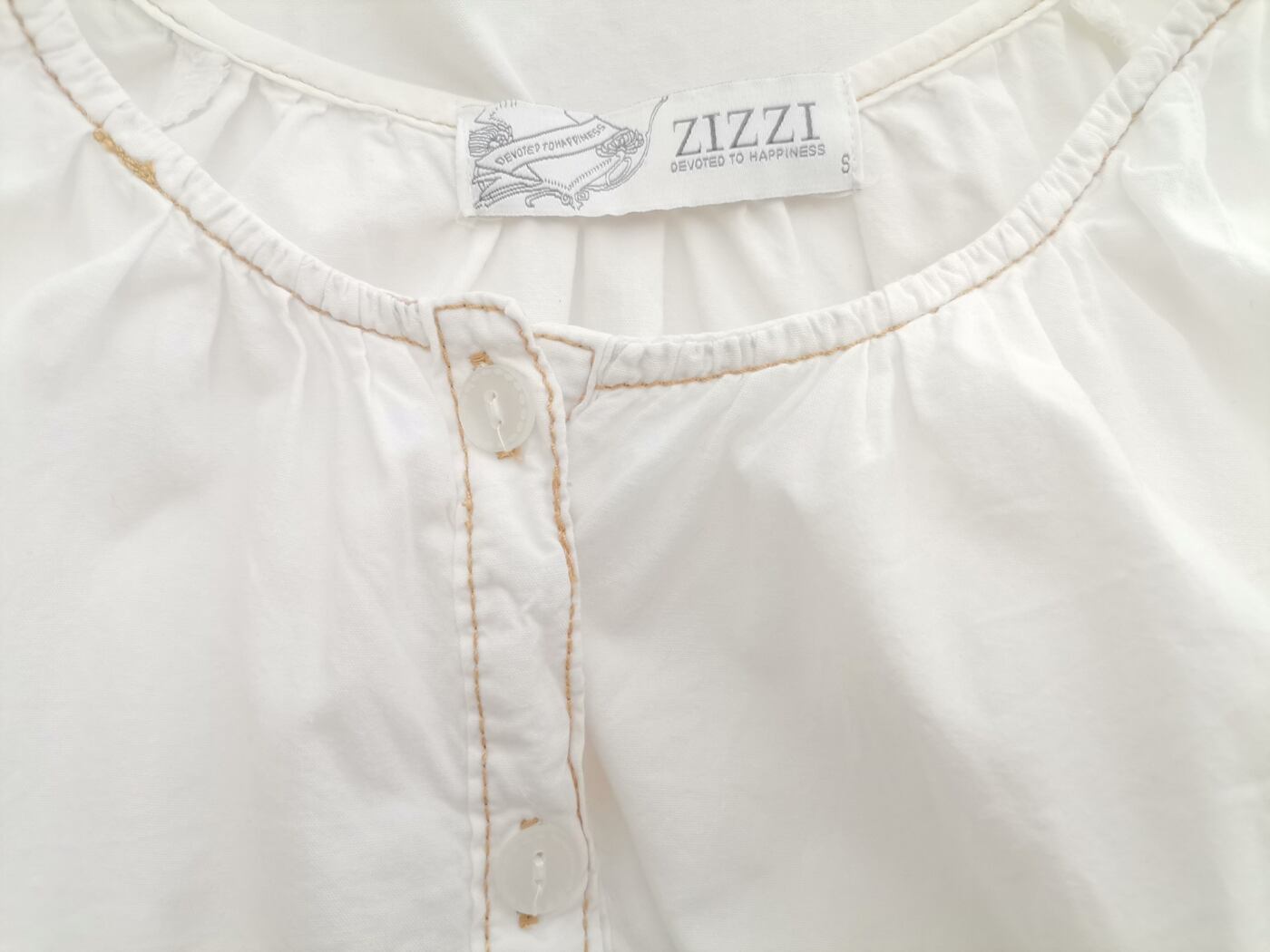 Zizzi Rozmiar S Kolor Biały Okrągły dekolt Tunika Zapinana Bluzka Krótki rękaw Materiał Bawełna 100%