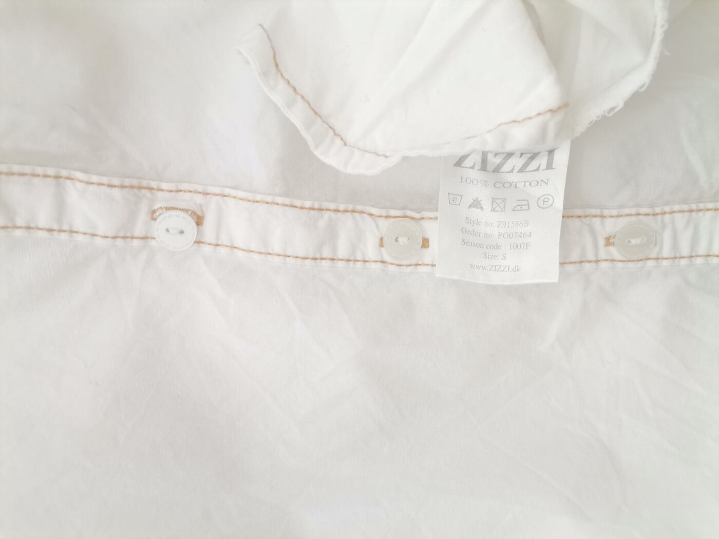 Zizzi Rozmiar S Kolor Biały Okrągły dekolt Tunika Zapinana Bluzka Krótki rękaw Materiał Bawełna 100%