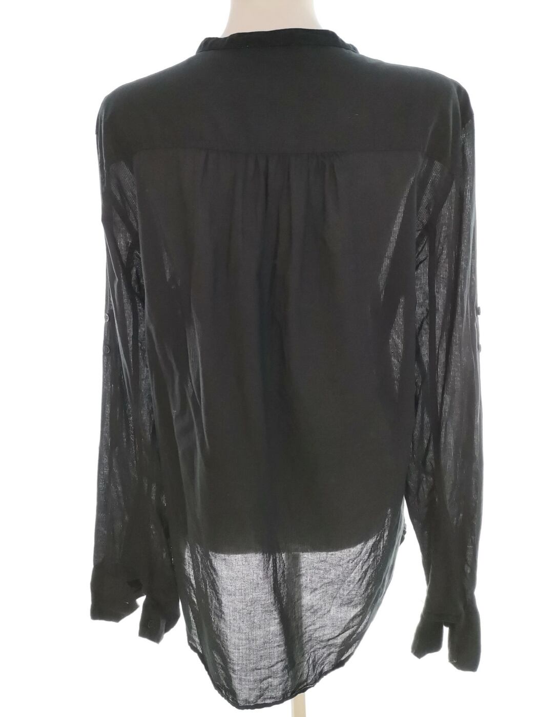 Hunkydory Rozmiar L Kolor Czarny Crew Neck Bluzka Popover Guziki Długi rękaw Materiał Bawełna 100%