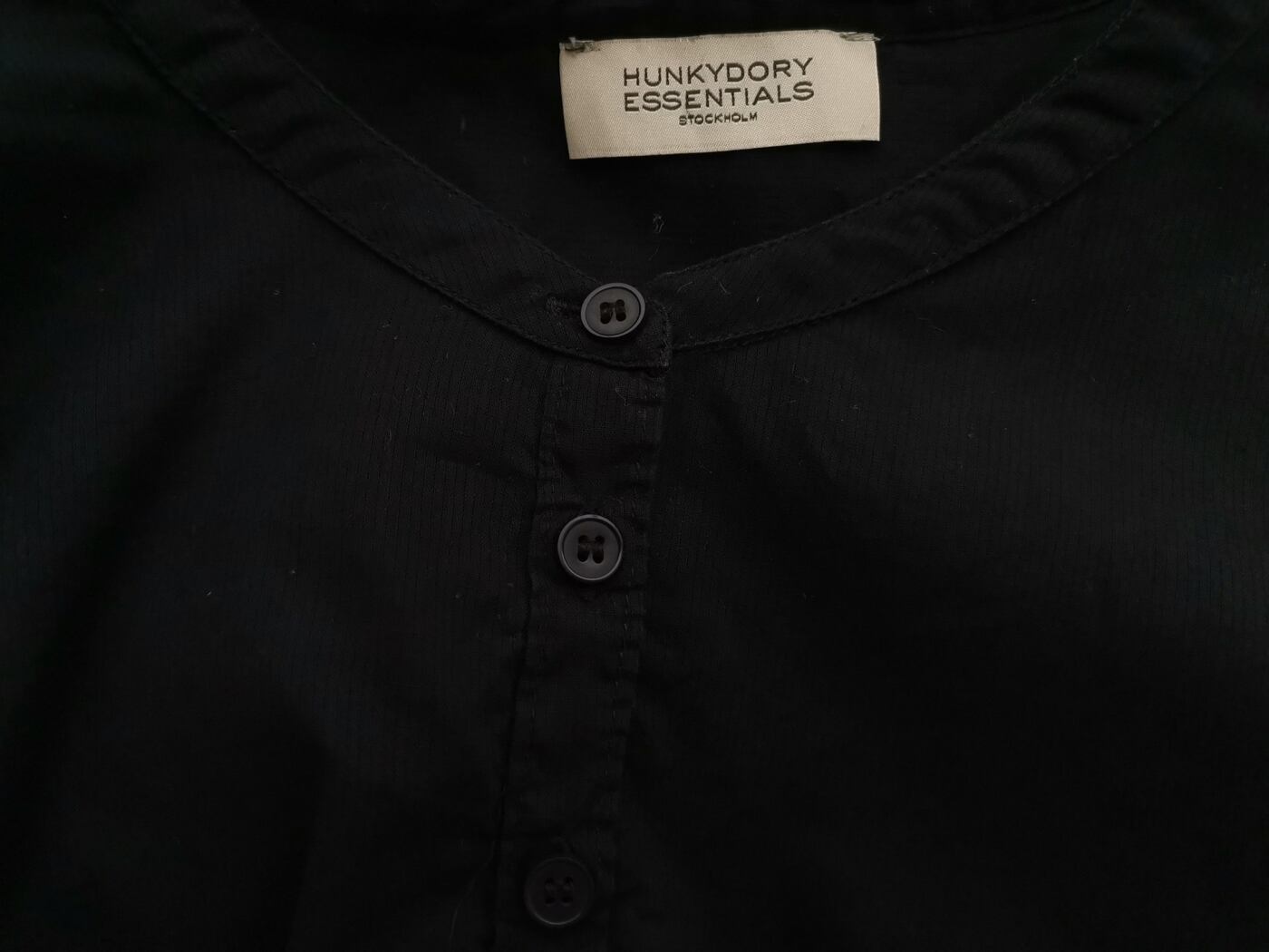Hunkydory Rozmiar L Kolor Czarny Crew Neck Bluzka Popover Guziki Długi rękaw Materiał Bawełna 100%