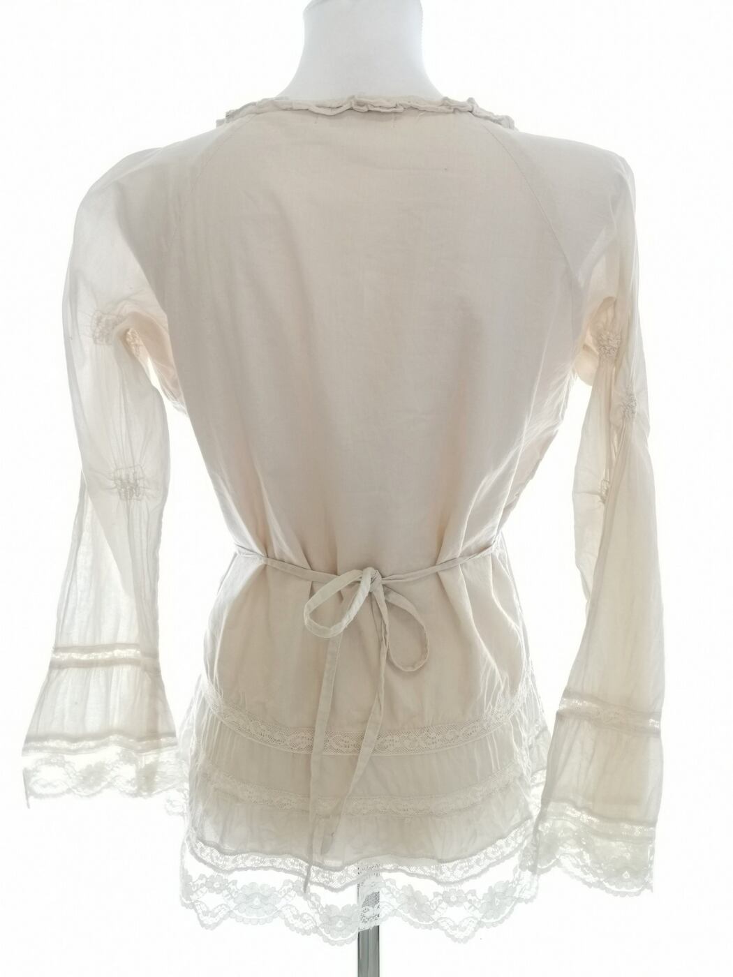 IMG_20220324_135508.jpg Cream Rozmiar 36 Kolor Kremowy Split Crew Neck Bluzka Peplum Długi rękaw