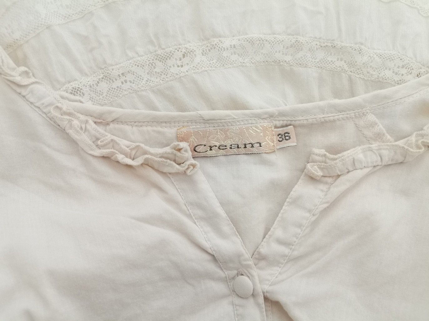 IMG_20220324_135533.jpg Cream Rozmiar 36 Kolor Kremowy Split Crew Neck Bluzka Peplum Długi rękaw