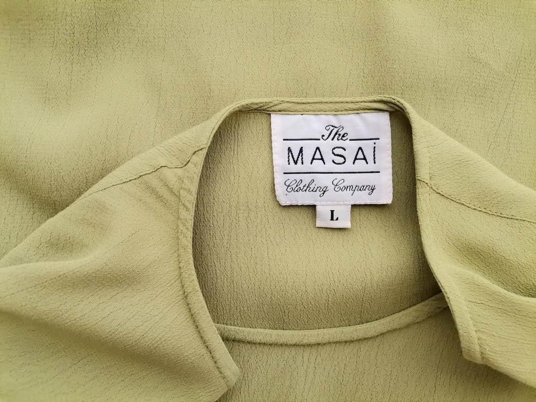 The Masai Rozmiar L Kolor Zielony Okrągły dekolt Bluzka Krótki rękaw Materiał Wiskoza 100%