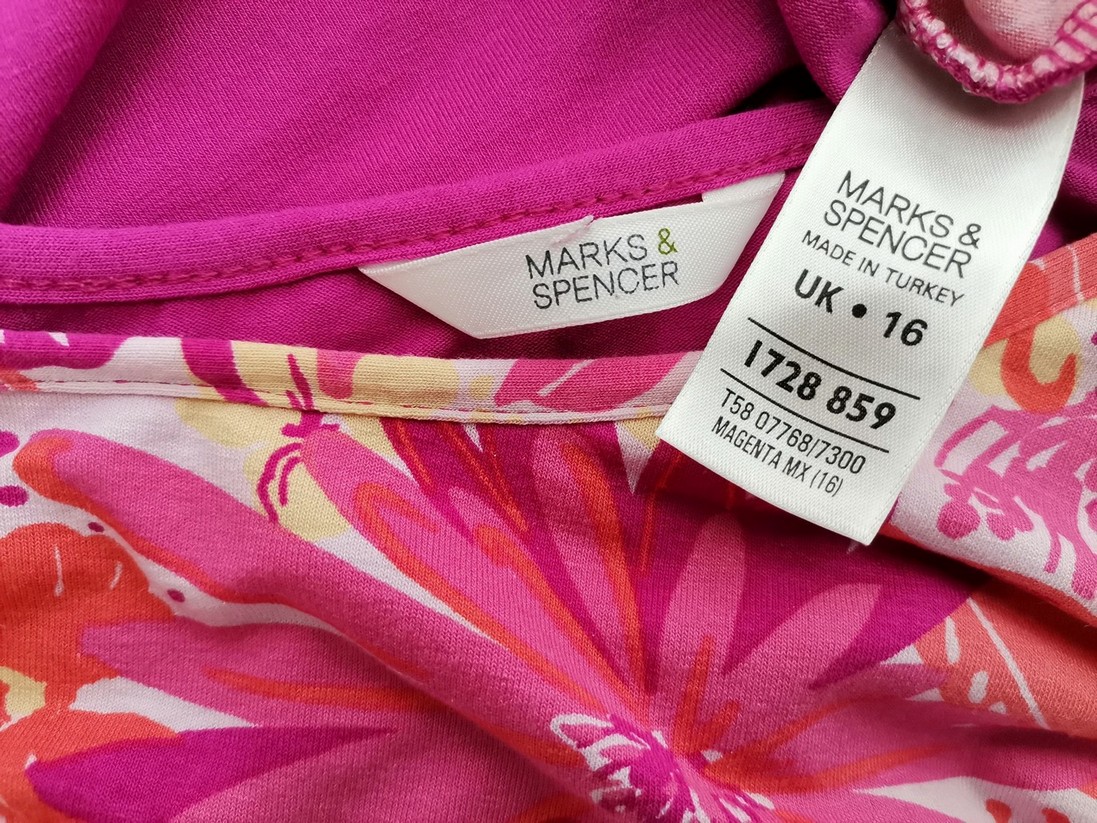 IMG_20220328_100702.jpg Marks&spencer Rozmiar 16 (44) Kolor Fuksja Okrągły dekolt Bluzka Rękaw 3/4 Materiał Wiskoza