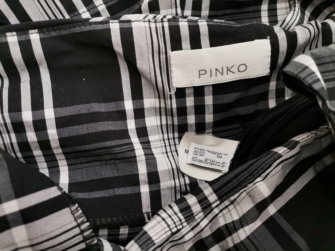Pinko Rozmiar 38 Kolor Czarny Krata Na Jedno Ramię Bluzka Bezrękawnik Materiał Bawełna