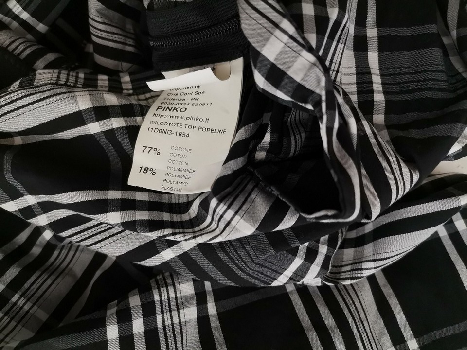 Pinko Rozmiar 38 Kolor Czarny Krata Na Jedno Ramię Bluzka Bezrękawnik Materiał Bawełna