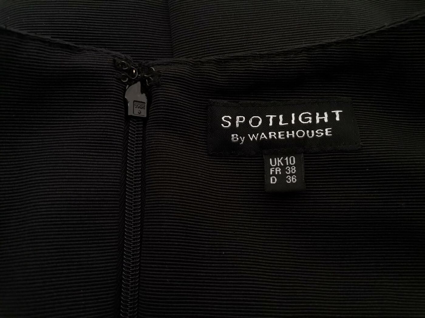 Sportlight by Warehouse Rozmiar 10 (36) Kolor Czarny Okrągły dekolt Sukienka Mini Krótki rękaw Krótka Materiał Bawełna