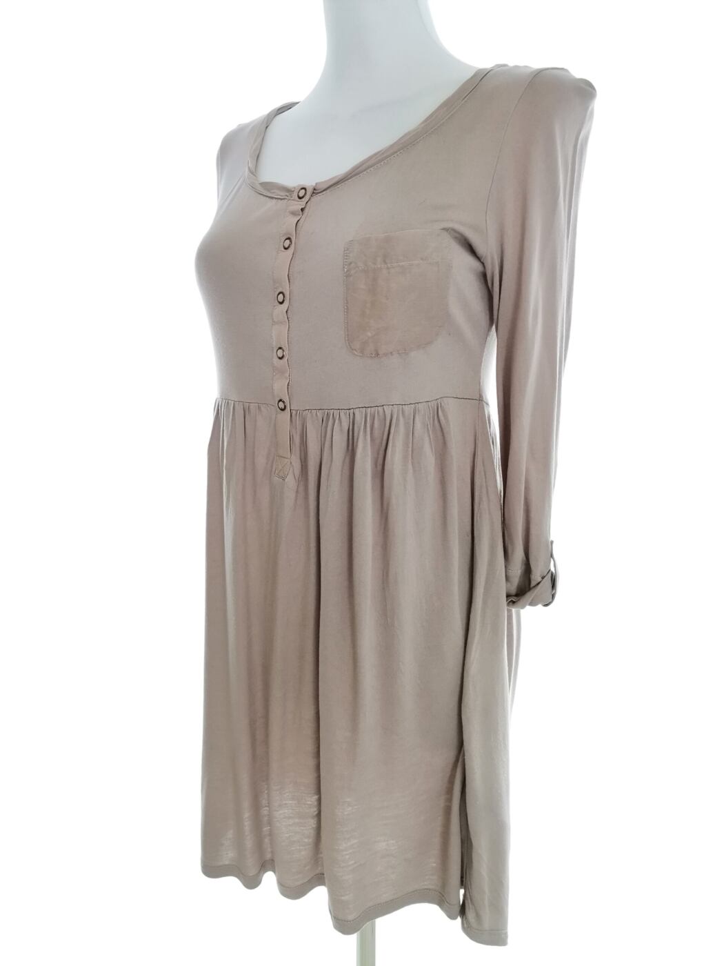 H&m Rozmiar S Kolor Szary Okrągły dekolt Sukienka Mini Rękaw 3/4 Krótka Materiał Wiskoza 100% H&m Rozmiar S Kolor Szary Okrągły dekolt Sukienka Mini Rękaw 3/4 Krótka Materiał Wiskoza 100%