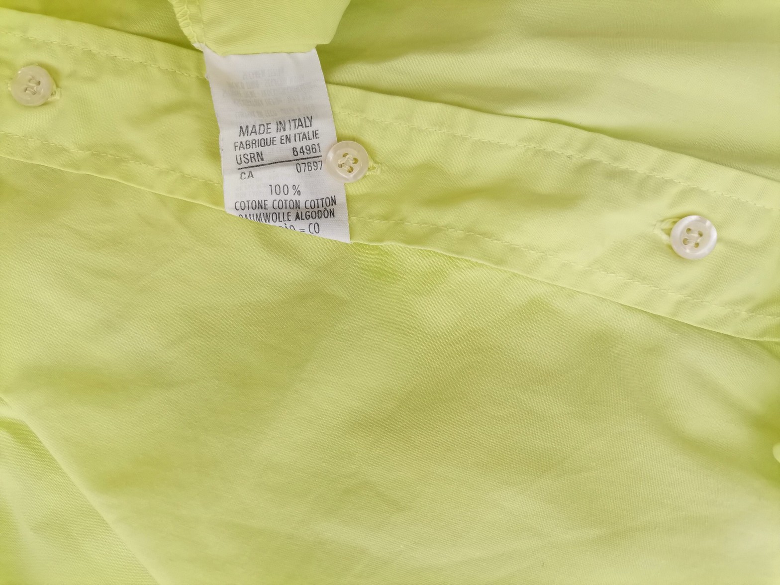 MADE IN ITALY OF BENETTON Rozmiar 42 Kolor Seledynowy Kołnierz Koszula Zapinana Bluzka Długi rękaw Materiał Bawełna 100%