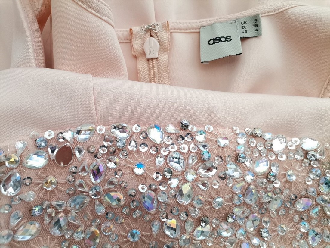 ASOS Rozmiar 8 (36) Kolor Pudrowy Róż Kwadratowy dekolt Suknia Balowa Sukienka Wieczorowa Bezrękawnik Do Kolan ASOS Rozmiar 8 (36) Kolor Pudrowy Róż Kwadratowy dekolt Suknia Balowa Sukienka Wieczorowa Bezrękawnik Do Kolan