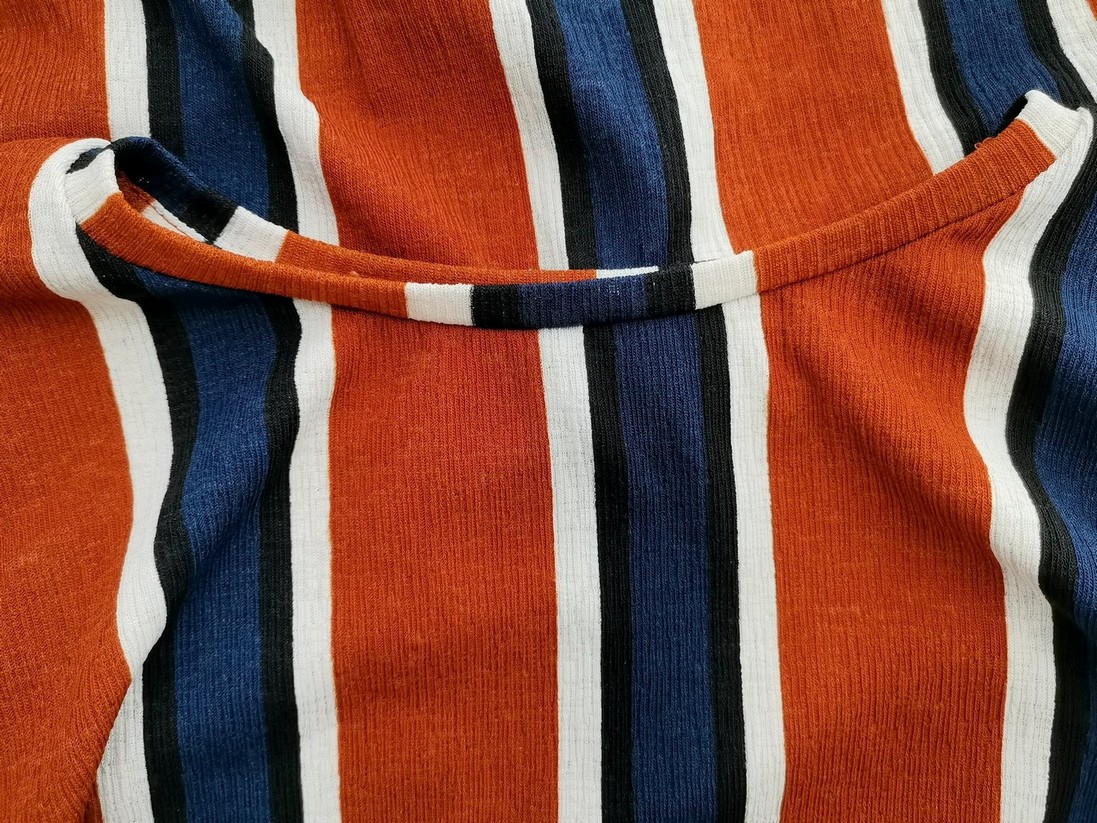 Vintage Rozmiar 12 (40) Kolor Pomarańczowy Pasy Okrągły dekolt Tunika Bluzka Długi rękaw Vintage Rozmiar 12 (40) Kolor Pomarańczowy Pasy Okrągły dekolt Tunika Bluzka Długi rękaw