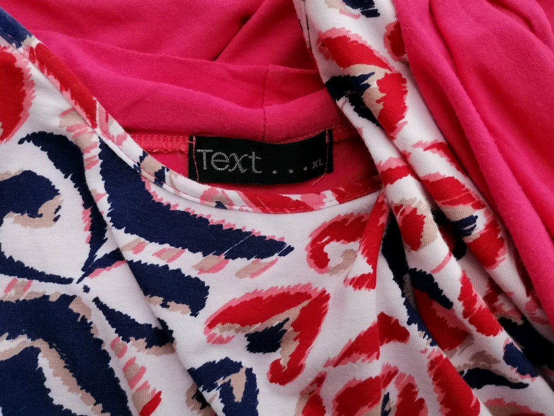 Text... Rozmiar XL Kolor Różowy Panterka W łódkę Bluzka Rękaw 3/4 Materiał Wiskoza