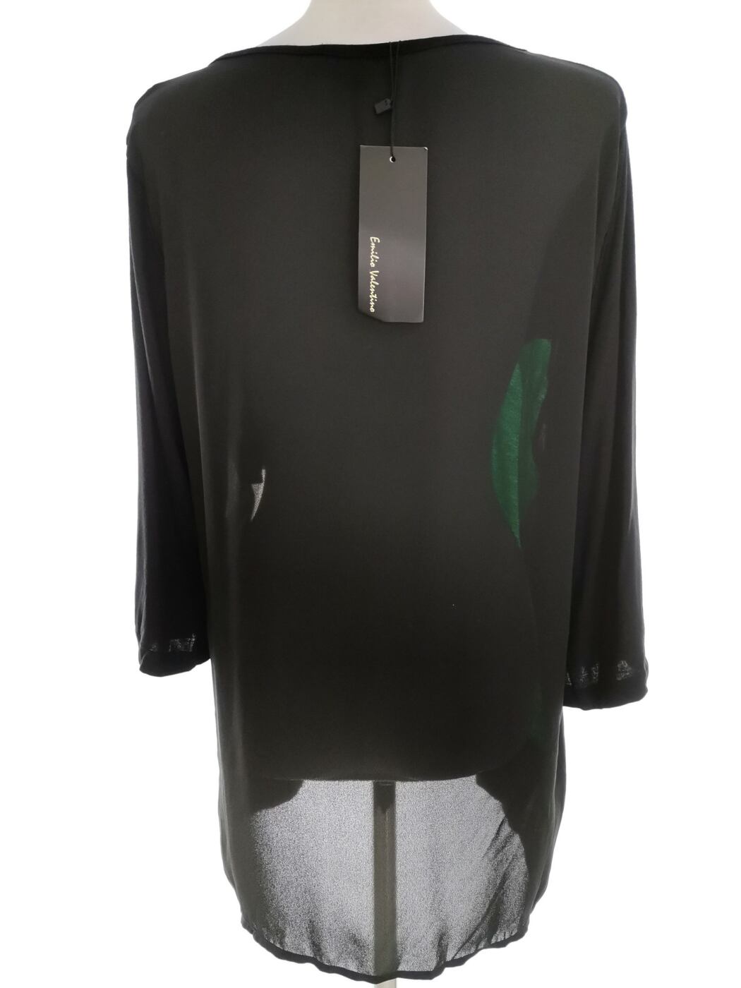 Emilio Valentino Rozmiar XL Kolor Czarny Okrągły dekolt Tunika Bluzka Rękaw 3/4 Materiał Rayon