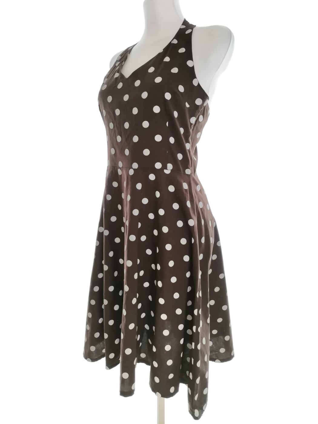 Rinascimento Rozmiar 34/36 Kolor Brązowy Grochy Halter Sukienka A-Line Bezrękawnik Midi Rinascimento Rozmiar 34/36 Kolor Brązowy Grochy Halter Sukienka A-Line Bezrękawnik Midi