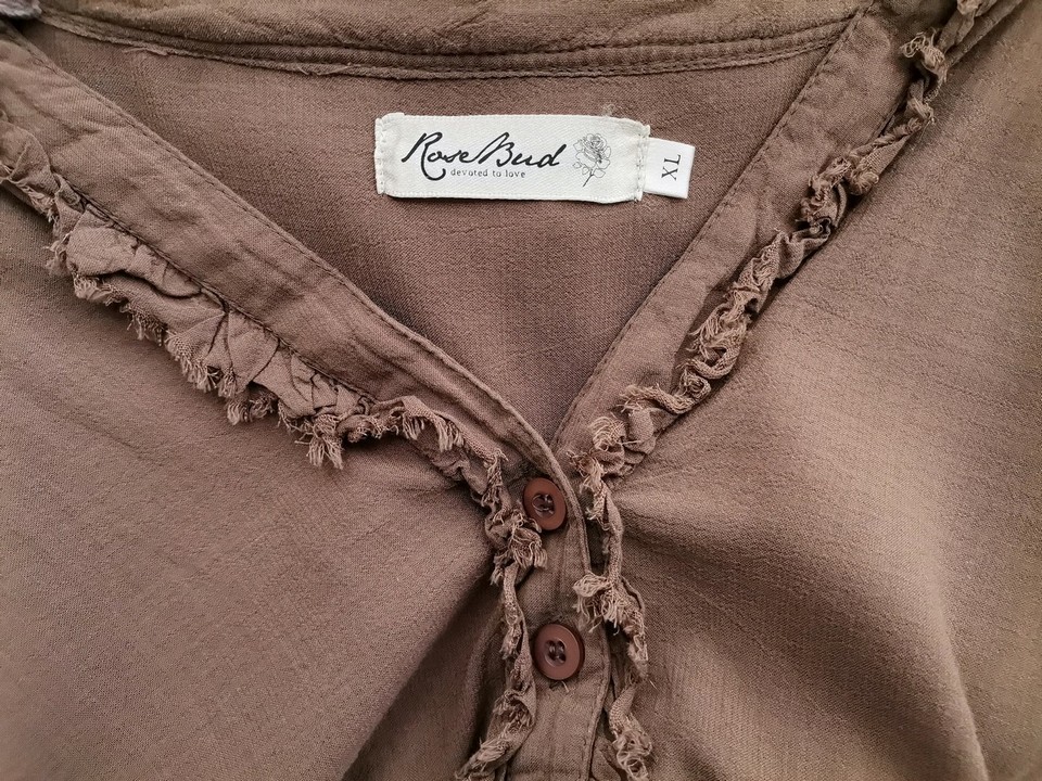 Rosebud Rozmiar XL Kolor Brązowy W serek Tunika Bluzka Rękaw 3/4 Materiał Wiskoza Rosebud Rozmiar XL Kolor Brązowy W serek Tunika Bluzka Rękaw 3/4 Materiał Wiskoza