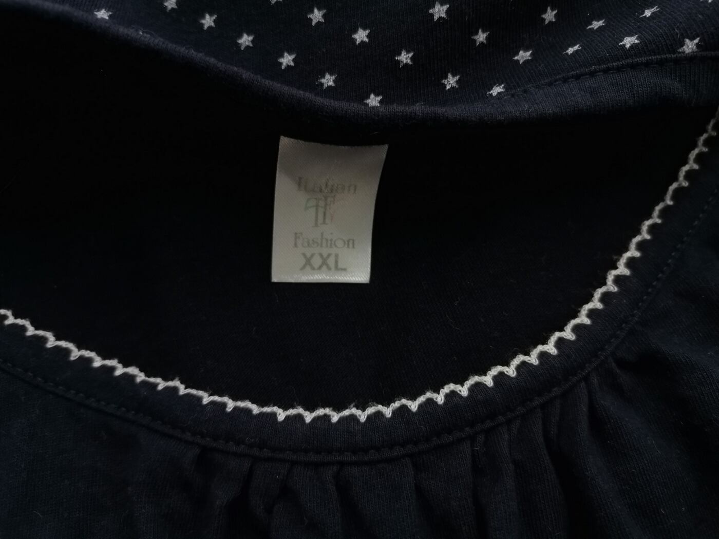 Italian Fashion Rozmiar XXL Kolor Granatowy Okrągły dekolt Sukienka Prostokątna Krótki rękaw Midi Materiał Bawełna 100%
